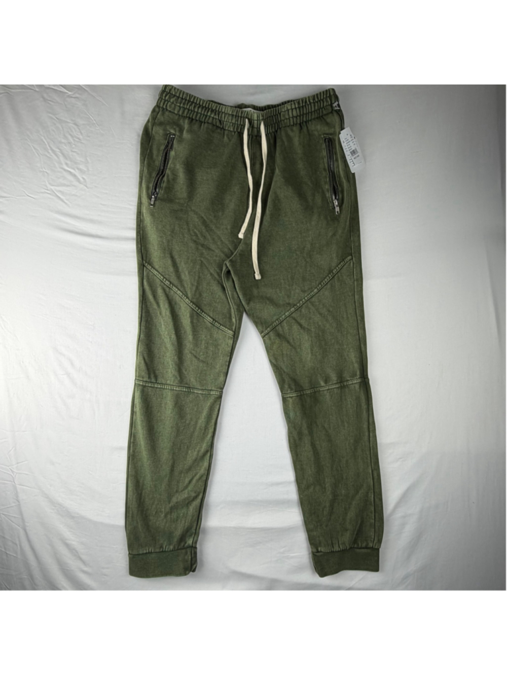 PacSun Olive Green Garment Dye Zip Pocket Moto Jogger Sweatpants Medium NWT